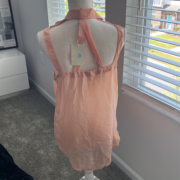 Peach chiffon high low cut out back top - Picture 6 of 10
